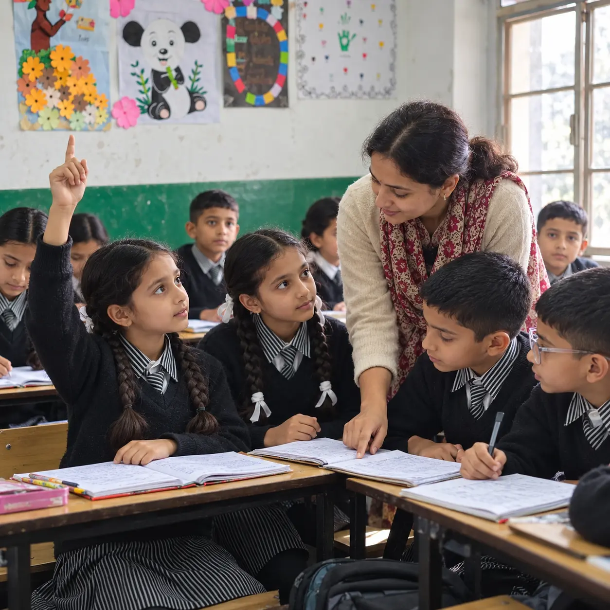 Students learning together in a Shivalik classroom