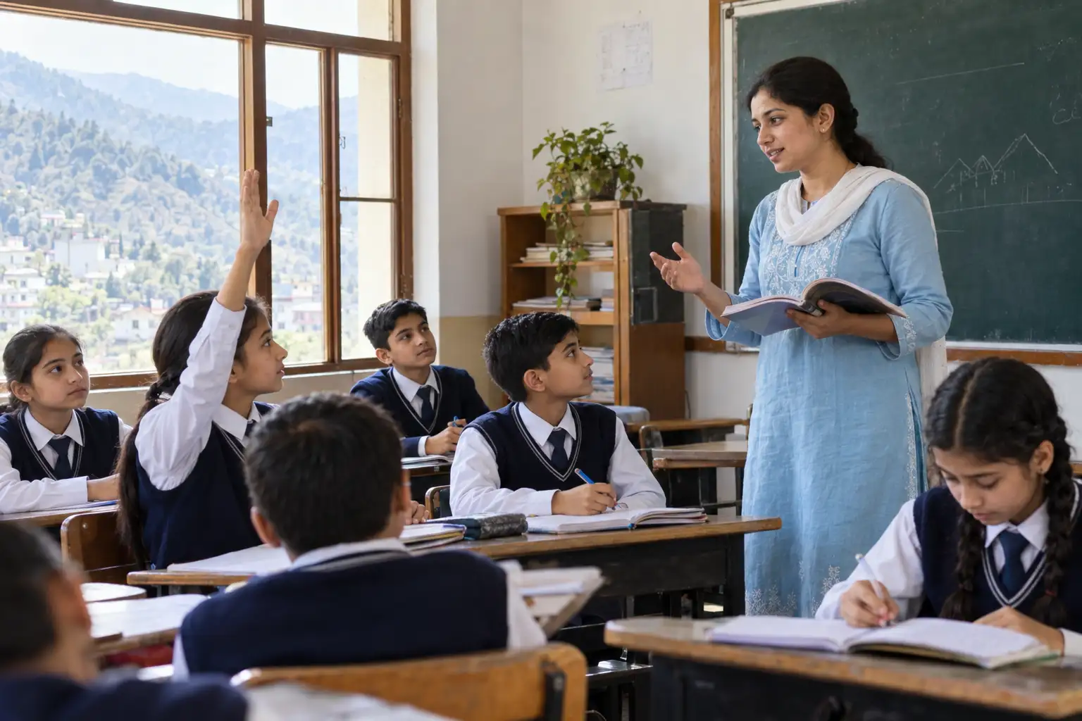 Students learning in a classroom