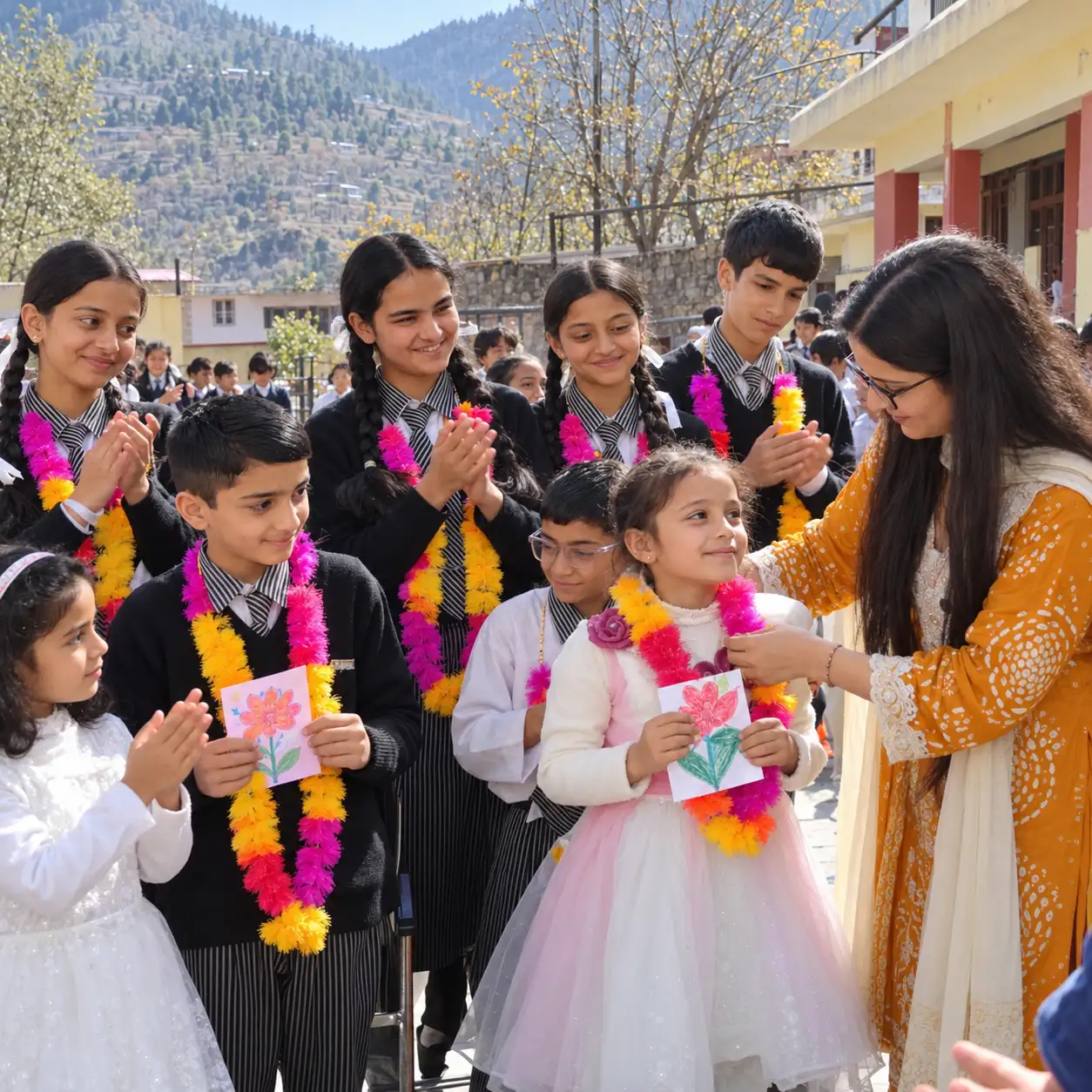 Students taking part in a school celebration