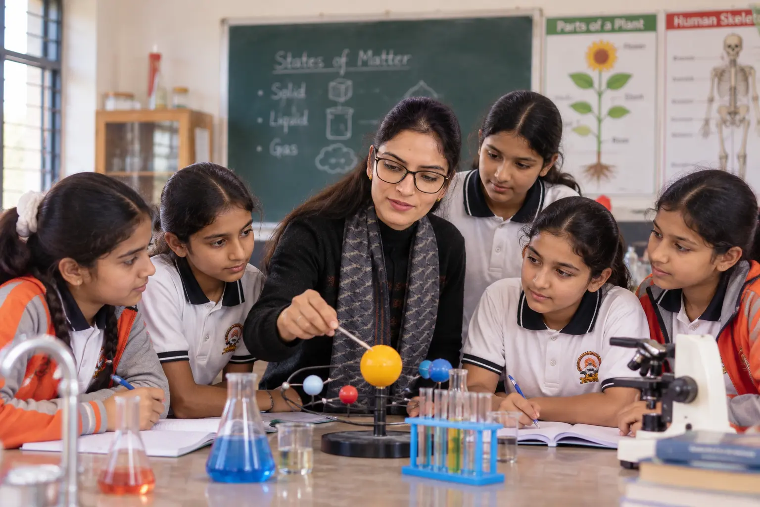 Secondary students learning science at Shivalik Public High School
