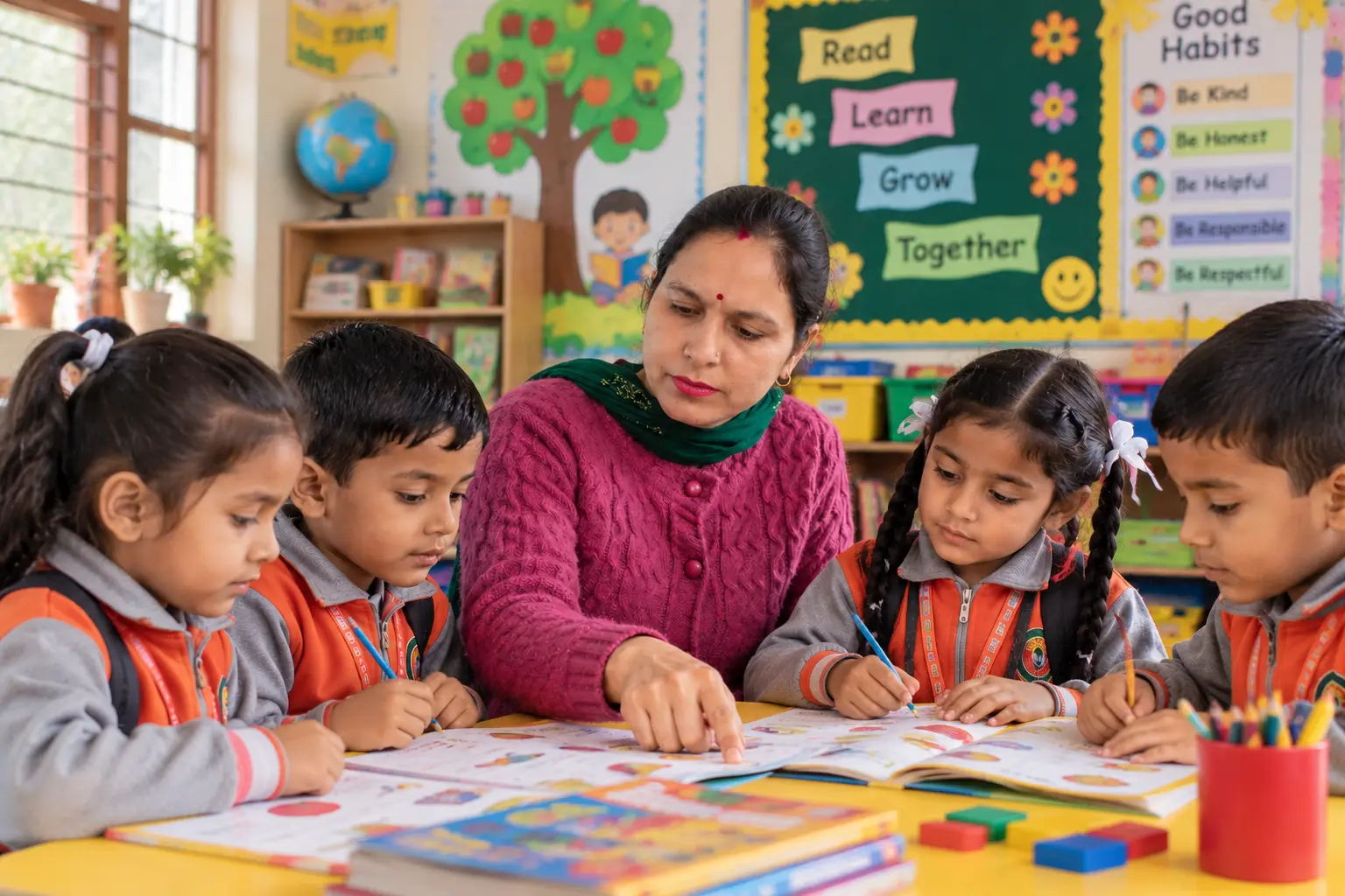 Primary students learning together at Shivalik Public High School
